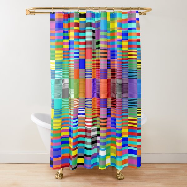 Trippy Vertical Colored Squares Shower Curtain