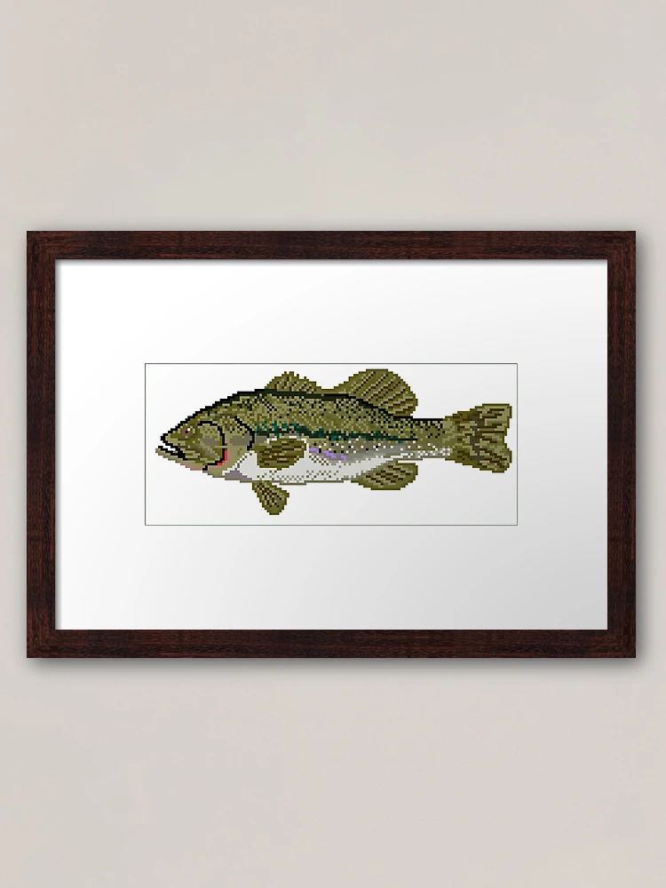 Pixel Largemouth Bass Framed Art Print for Sale by otterfest