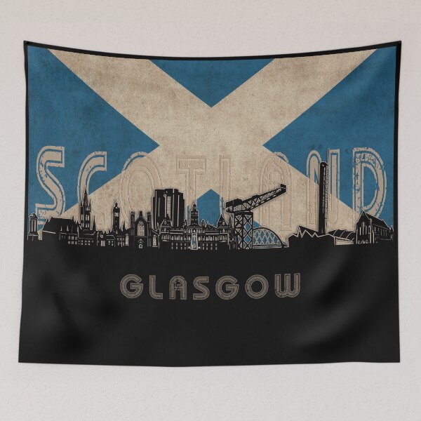 Artikelvorschau, Glasgow Skyline Flagge entworfen und verkauft von BekimART2.