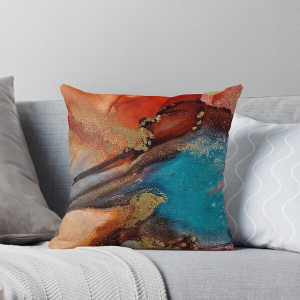 Artikel-Vorschau von Rost, Aquablau, Braun und Gold Metallic - Fluid Artist - Abstrakte moderne Kunst, Alkoholtintenmalerei, designt und verkauft von ArtStains.