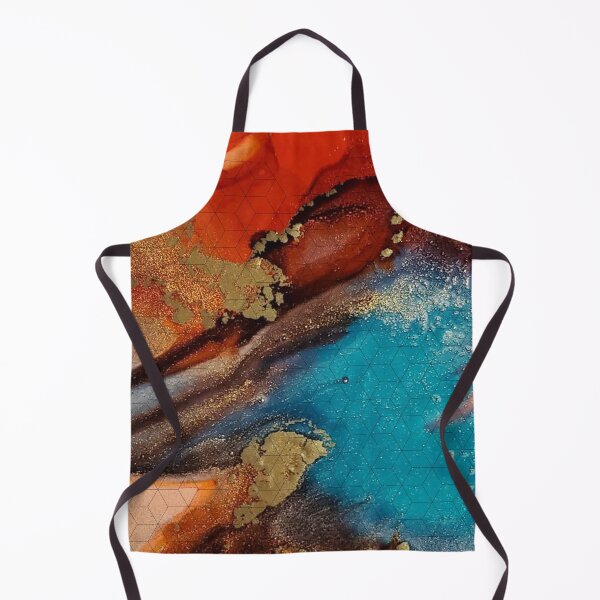 Item preview, Rust, Aqua Blue, Brown & Gold Metallic  - Fluid Artist - Abstract Modern Art Alcohol Ink Painting designed and sold by ArtStains.