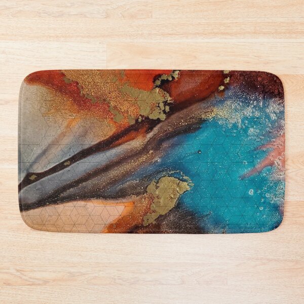 Item preview, Rust, Aqua Blue, Brown & Gold Metallic  - Fluid Artist - Abstract Modern Art Alcohol Ink Painting designed and sold by ArtStains.