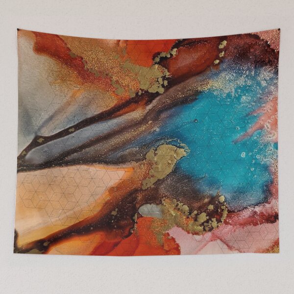 Item preview, Rust, Aqua Blue, Brown & Gold Metallic  - Fluid Artist - Abstract Modern Art Alcohol Ink Painting designed and sold by ArtStains.
