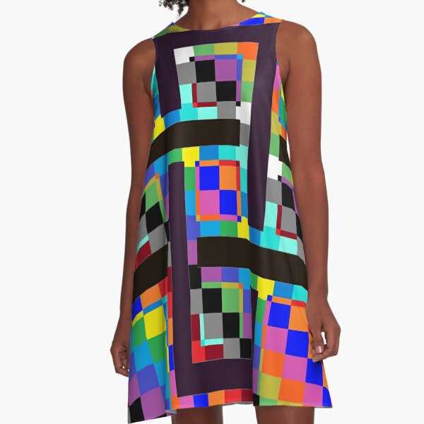 Trippy Vertical Colors A-Line Dress