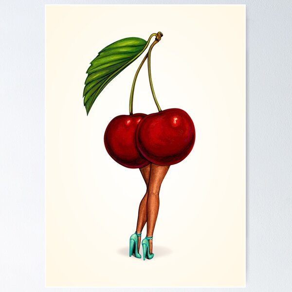 Vista previa del artículo con la obra «Pin-Up Cereza Negra», diseñado y vendido por Kelly  Gilleran.
