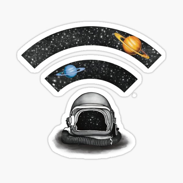 WiFi logo sign , space helmet and stars Sticker
