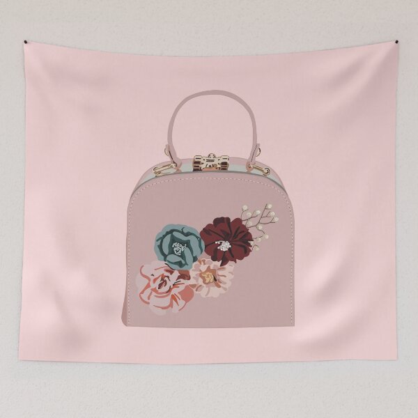 Item preview, Pink clutch bag with fabric flower embroidery  designed and sold by Tana-B.