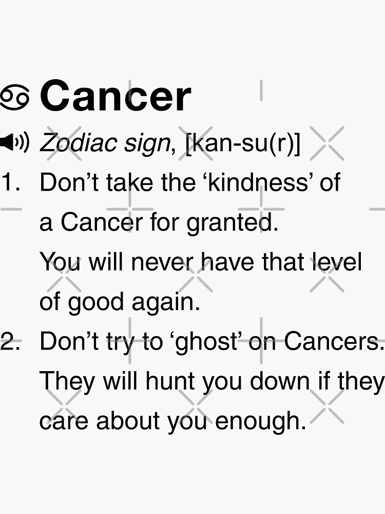 Funny Cancer Definition Zodiac Sign Sticker