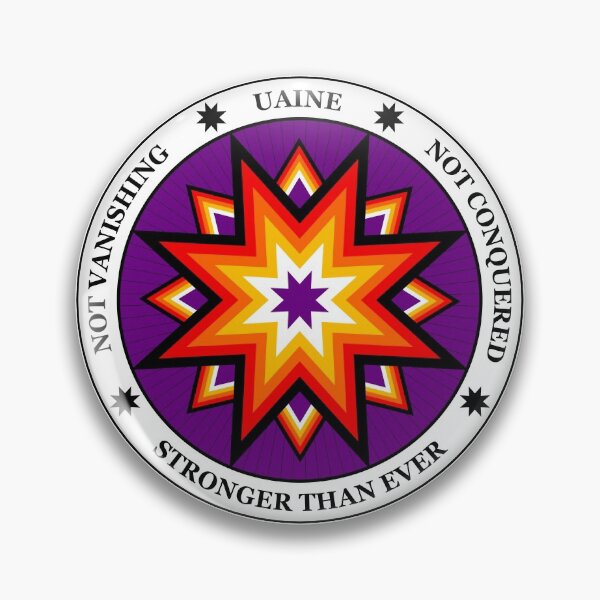 Item preview, United American Indians of New England (UAINE) logo #2 with slogan: Not Vanishing. Not Conquered. Stronger than ever. designed and sold by UAINE.