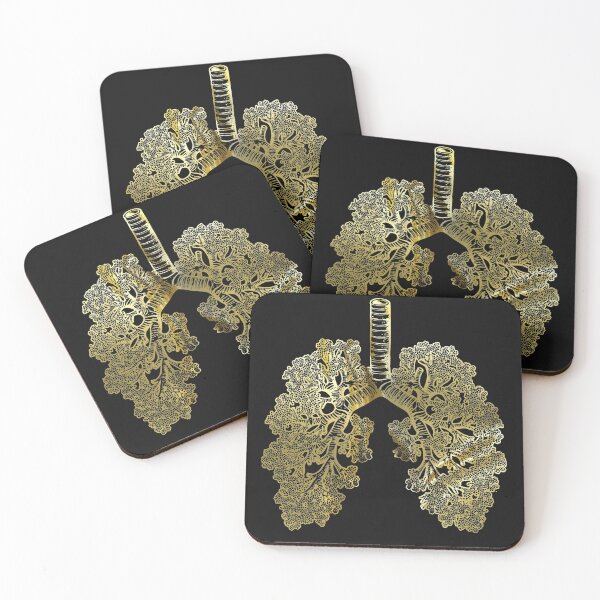 Item preview, Lungs cancer awareness, gold jellow, anatomy, watercolor designed and sold by Collagedream.