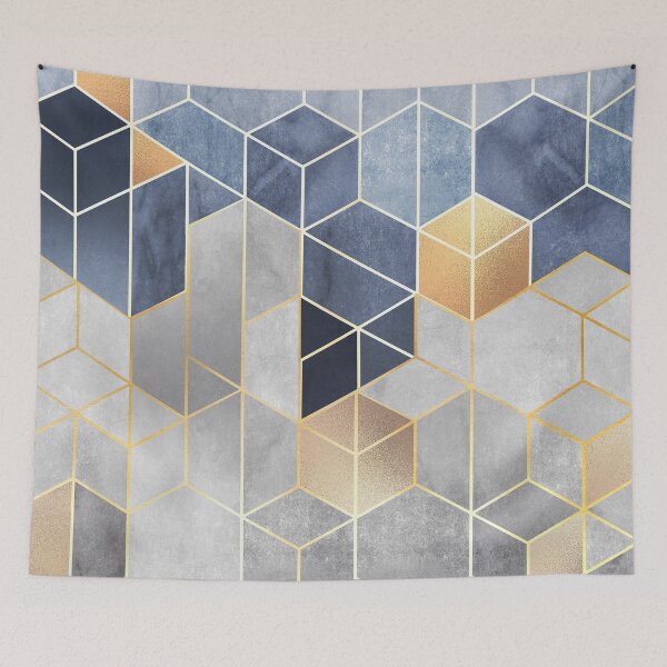 Item preview, Navy and Gold Hexagons designed and sold by cadinera.