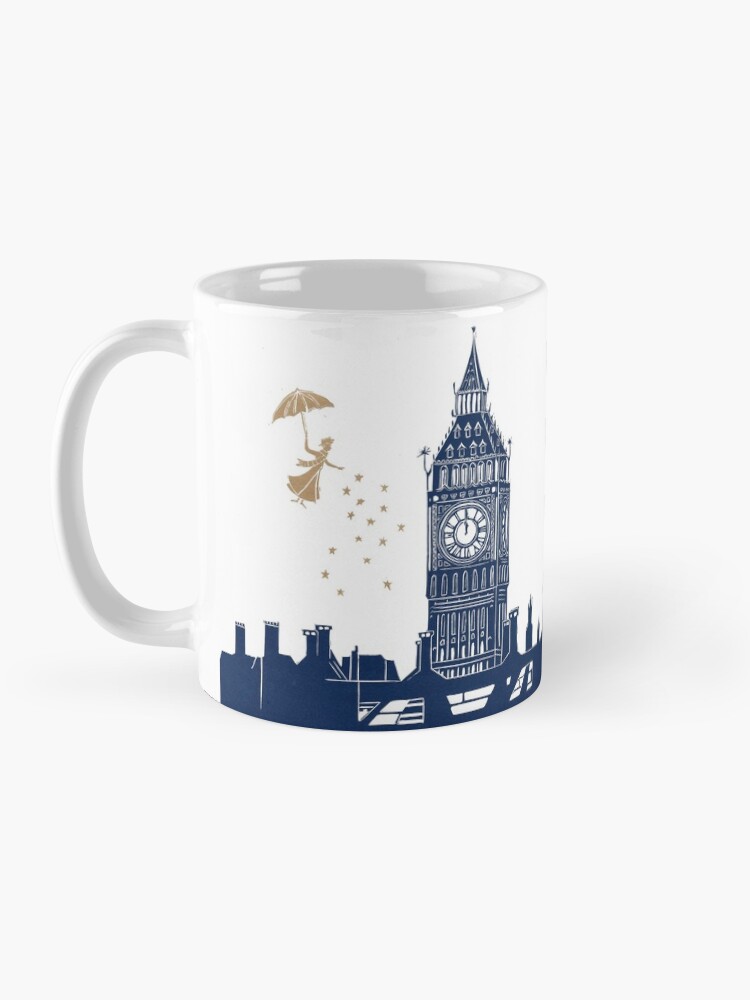 Thumbnail 3 of 6, Coffee Mug, Mary Poppins and Big Ben Linocut designed and sold by Maddybennettart.