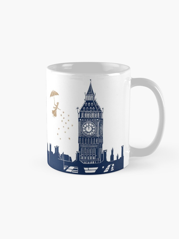 Thumbnail 5 of 6, Coffee Mug, Mary Poppins and Big Ben Linocut designed and sold by Maddybennettart.