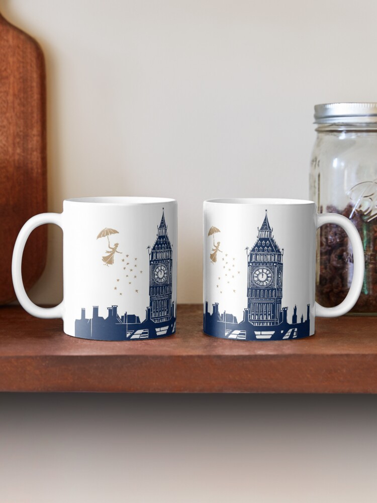 Thumbnail 2 of 6, Coffee Mug, Mary Poppins and Big Ben Linocut designed and sold by Maddybennettart.