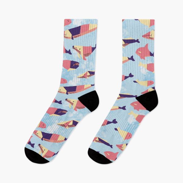 Item preview, Cute Whales Pink and Purple Geometric Line Pattern  designed and sold by TheRainbowRoom.