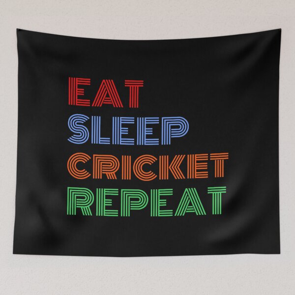 Item preview, Eat Sleep Cricket Repeat Colorful Text Cricket designed and sold by Sour Soul.