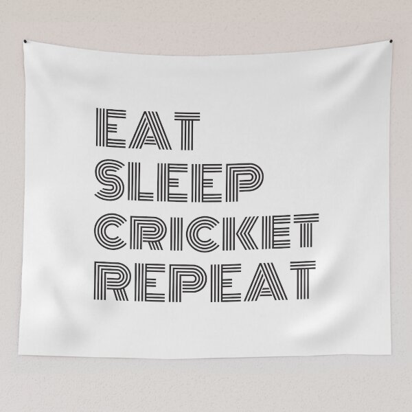 Item preview, Eat Sleep Cricket Repeat Black Text Cricket designed and sold by Sour Soul.