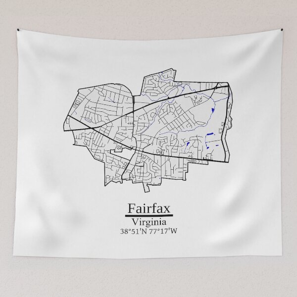 Item preview, Fairfax, Virginia Road Map Art - Blue Rivers and Dark Roads City Limits Style designed and sold by Cat-tography.