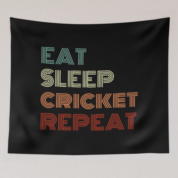 Item preview, Eat Sleep Cricket Repeat Text Cricket Fan designed and sold by Sour Soul.