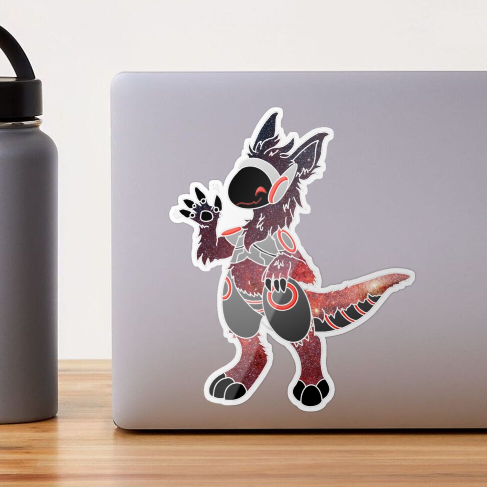 Protogen Fursuit Waving Cosmic Red stars Fursona Furry Sticker