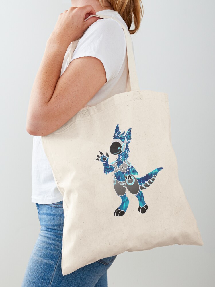 Protogen Fursuit Furry Fursona waving hello blue tie dye