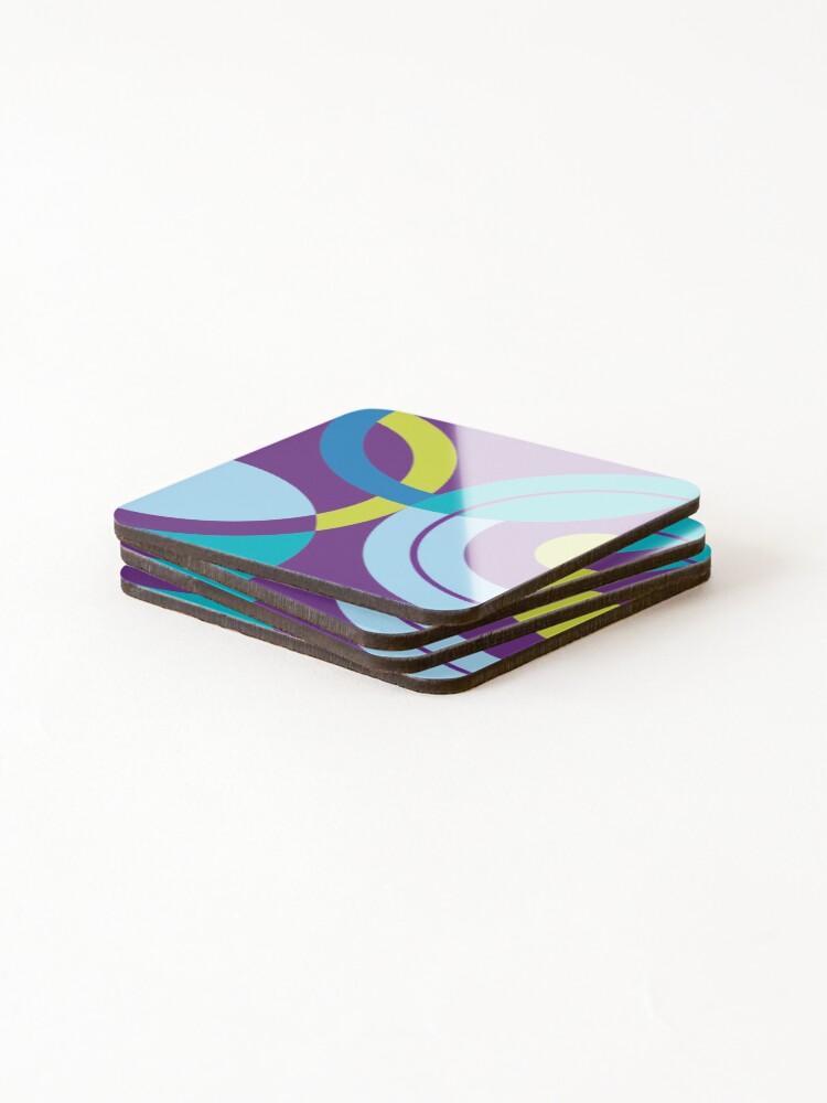 Thumbnail 4 of 5, Coasters (Set of 4), Mod Rings- blue designed and sold by JRPDesign.
