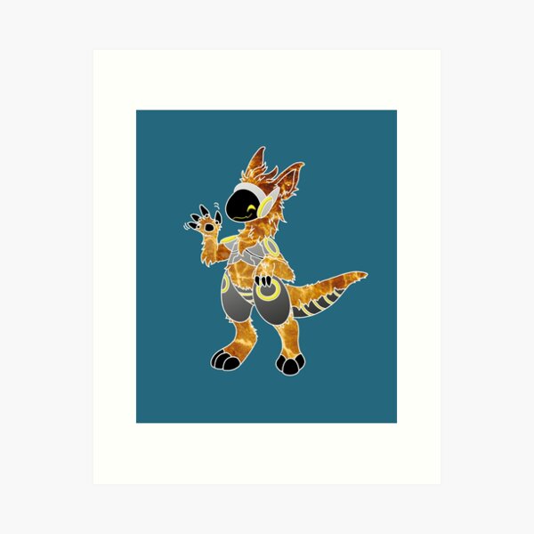 Protogen Fursuit Waving tie dye Blue Fursona Furry | Art Print