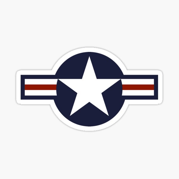 AIR FORCE. AMERICAN, USAF, Roundel, United States Air Force, aircraft, United States Navy, United States Marine Corps, on Grey. Sticker