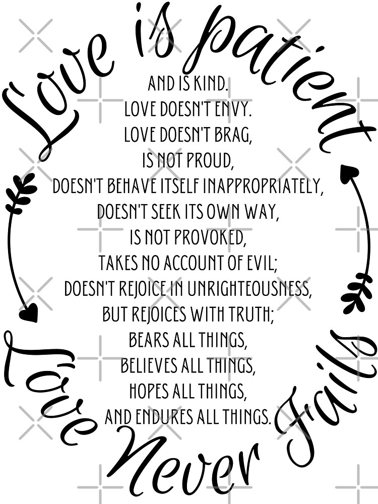 love-is-patient-bible-verse-black-text-poster-by-sberries-redbubble