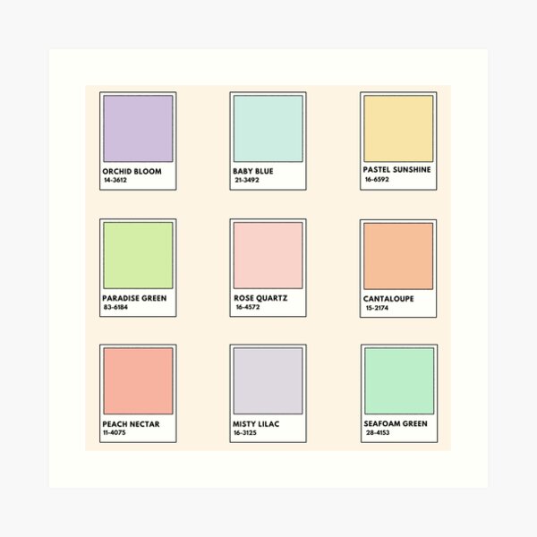 Aesthetic Pastel Color Cards  Art Print