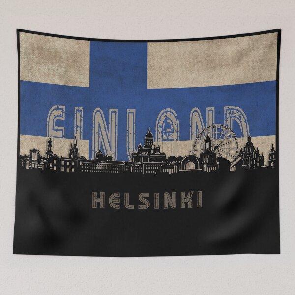 Item preview, helsinki skyline flag designed and sold by BekimART2.