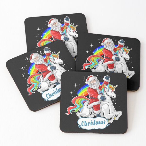 Item preview, Christmas Cute Santa Claus Rides Cute Unicorn designed and sold by TinoThreads.