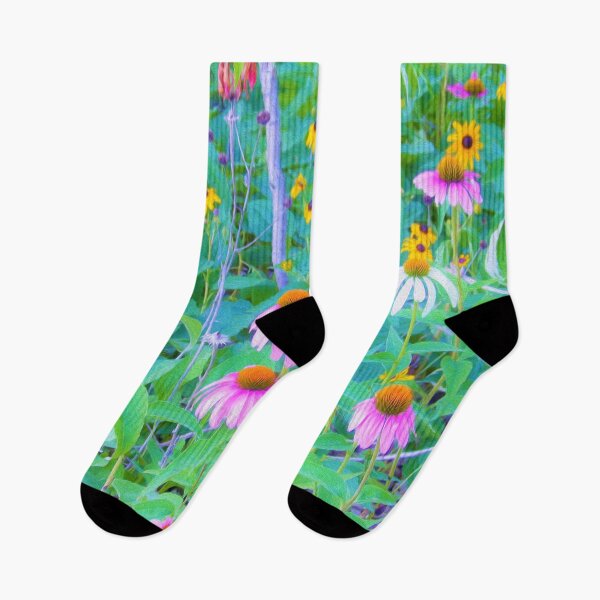 Item preview, White and Purple Coneflowers and Yellow Rudbeckia Garden designed and sold by myrubiogarden.
