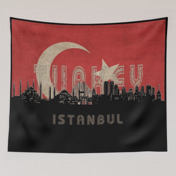 Item preview, istanbul skyline flag designed and sold by BekimART2.