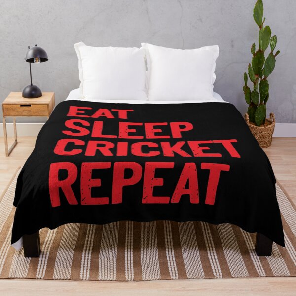 Item preview, Eat Sleep Cricket Repeat Red Sports Hobby designed and sold by Sour Soul.