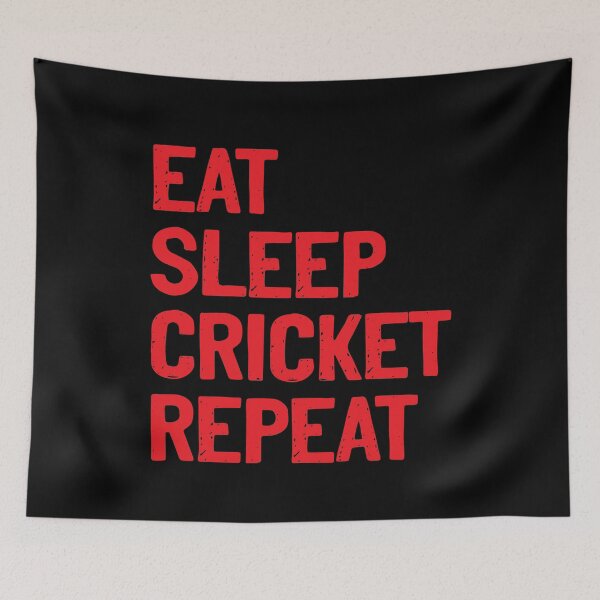 Item preview, Eat Sleep Cricket Repeat Red Sports Hobby designed and sold by Sour Soul.