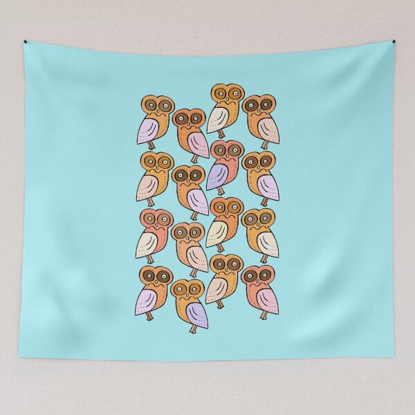 Item preview, Colorful and Cute Owl Pattern (baby blue) designed and sold by Davey's Designs.