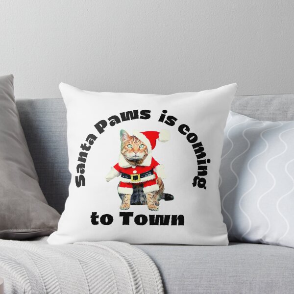Item preview, Santa Paws is Coming to Town - Funny Cat Christmas Design - Festive Holiday designed and sold by Seaglassgirl.