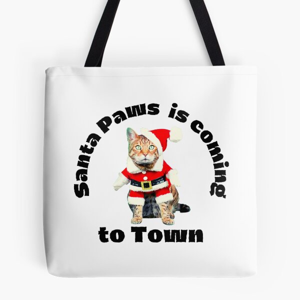 Item preview, Santa Paws is Coming to Town - Funny Cat Christmas Design - Festive Holiday designed and sold by Seaglassgirl.