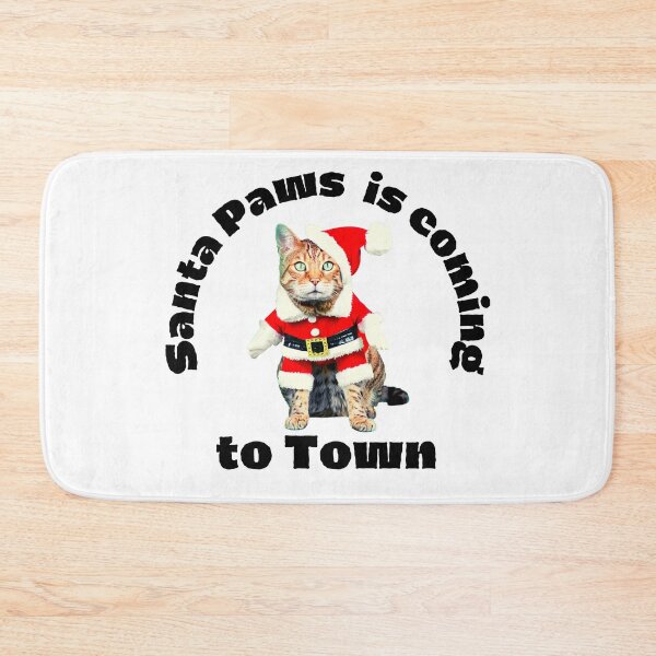 Item preview, Santa Paws is Coming to Town - Funny Cat Christmas Design - Festive Holiday designed and sold by Seaglassgirl.