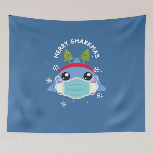 Item preview, Merry Sharkmas Santa Quarantine Christmas Face Mask designed and sold by trendo.