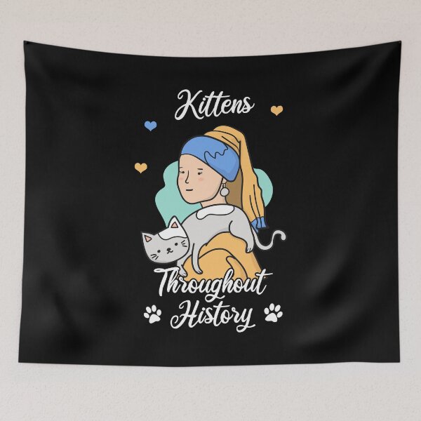 Item preview, Kittens Throughout History – Girl with a Pearl Earring Vermeer designed and sold by The Green Corner.