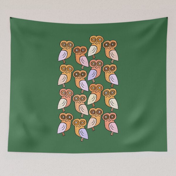 Item preview, Colorful and Cute Owl Pattern (green) designed and sold by Davey's Designs.