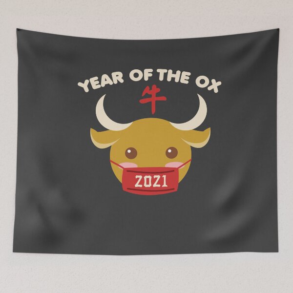 Item preview, 2021 Chinese New Year of the Ox Masked Kawaii Bull Happy CNY Lunar Chinese Zodiac Xin Nian Kuai Le Gong Xi Fa Cai designed and sold by gkao.