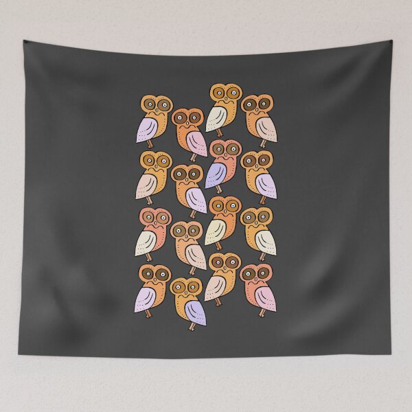 Item preview, Colorful and Cute Owl Pattern (grey) designed and sold by Davey's Designs.