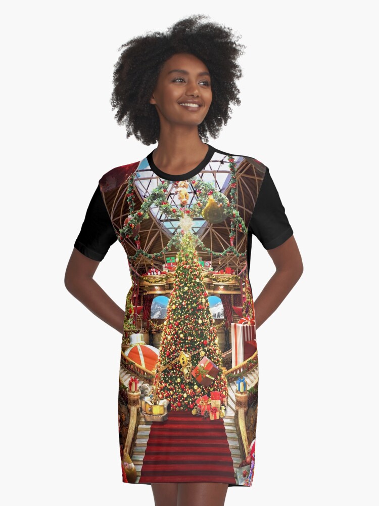 Graphic T-Shirt Dress, Santas Workshop - Christmas Holiday Art designed and sold by EPMattson