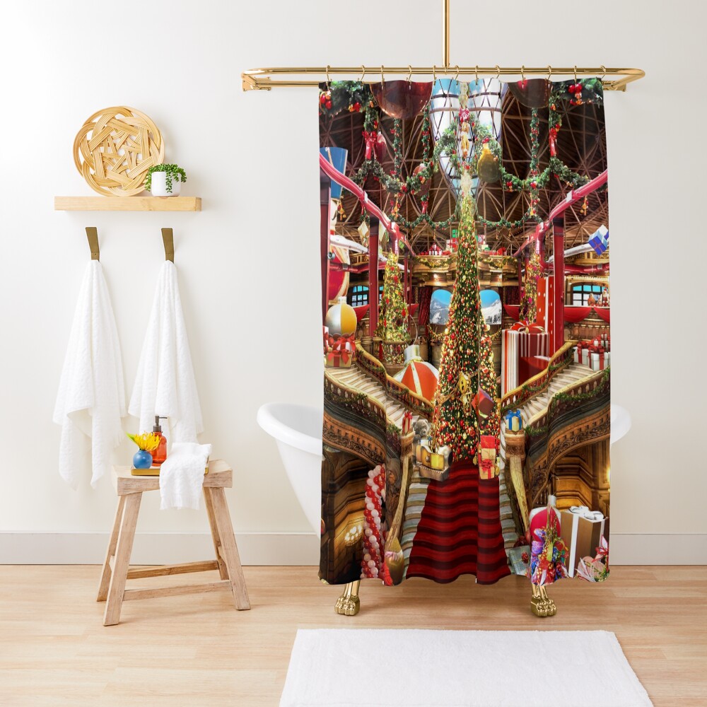 Santas Workshop - Christmas Holiday Art Shower Curtain
