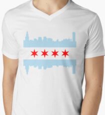 Chicago Flag Skyline Men's V-Neck T-Shirt