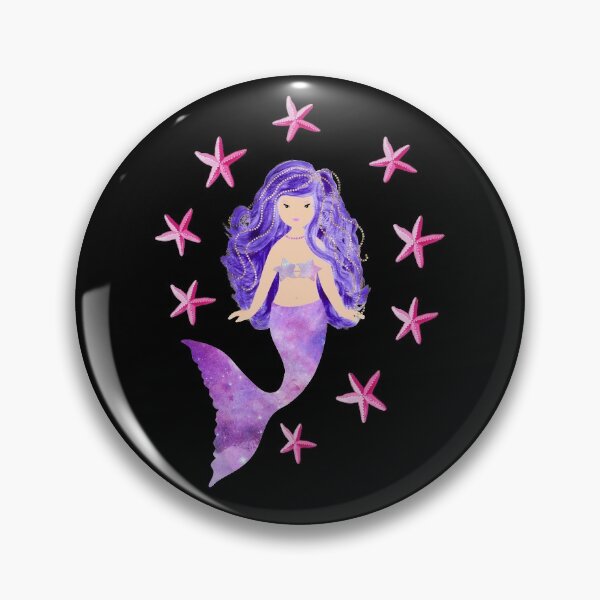 Item preview, Cute Purple Hair Mermaid with Starfishes  designed and sold by cannevas.