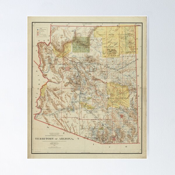 Item preview, Beautiful 1897 Vintage Map of Arizona designed and sold by vintageartworld.